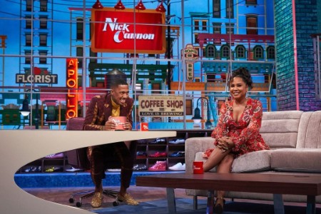 Angela yee with nickcannon on his show