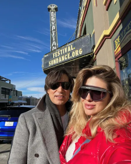 anastasia vakula with her husband in theatres