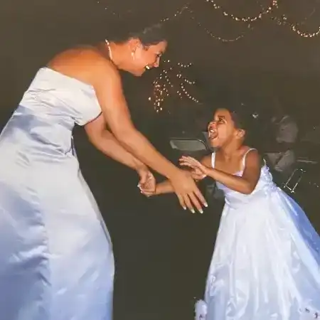 crymson rose with her mother lori love at a party