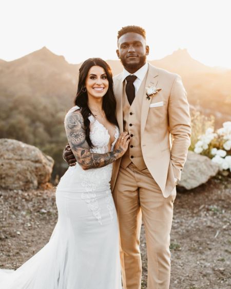 mariah delpercio with her husband chris godwin during wedding