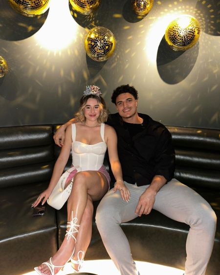 morgan ledenko with her boyfriend jaelan phillips in her brithday